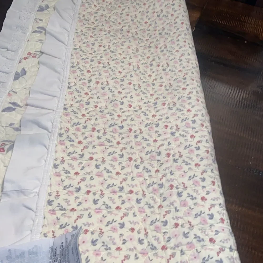 Wendy Bellissimo Floral Quilted Crib Blanket with Ruffle Edges